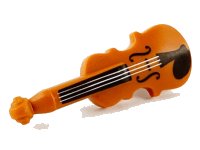LEGO part Minifigure, Utensil Musical Instrument, Violin with Silver Strings and Black Fingerboard, F-holes, and Chin Rest Pattern 69947pb01