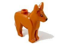 LEGO part Dog, Alsatian / German Shepherd with Black Eyes and Nose, Dark Tan on Top of Muzzle Pattern 92586pb02