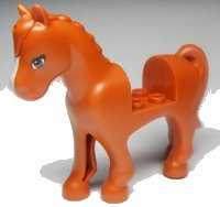 LEGO part Horse with 2 x 2 Cutout with Blue Eyes and White Blaze Pattern 93083c01pb01