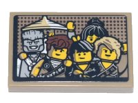 LEGO part Tile 2 x 3 with Picture of Ninjago Characters Wu, Nya, Zane, Jay, Cole and Lloyd Pattern (Sticker) - Set 71741 26603pb137