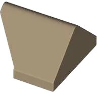 Schräge 45° 2 x 1 Doppel / Invertiert mit Boden-Nokkenhalter in dunkelbeige, LEGO Teilenummer 3049c