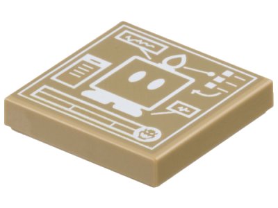 LEGO onderdeel Tile 2 x 2 with White Super Mario Bob-omb Schematic Pattern (3068pb2303)