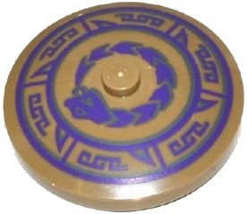 LEGO part Dish 4 x 4 Inverted (Radar) with Solid Stud with Dark Bluish Gray and Dark Purple Snake and Geometric Pattern (3960pb031)