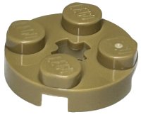 Plate, Round 2 x 2 with Axle Hole in dunkelbeige, LEGO Teilenummer 4032