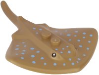 LEGO onderdeel Manta Ray / Stingray with 2 Studs with Black Eyes and Bright Light Blue Dots Pattern 67337pb01