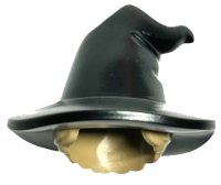 LEGO part Minifigure, Hair Combo, Hair with Hat, Short with Molded Black Floppy Witch Hat Pattern 73213pb01