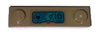 LEGO onderdeel Plate, Modified 1 x 4 with 2 Studs without Groove with Cat Head, Lines, and Gem / Jewel on Dark Turquoise Control Panel Pattern (Sticker) - Set 76101 92593pb046