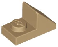 Slope 45 2 x 1 with 2/3 Cutout in dunkelbeige, LEGO Teilenummer 92946