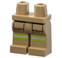 LEGO onderdeel Hips and Legs with Lime and Silver Reflective Stripes on Front and Dark Brown Pockets Pattern 970c00pb0901