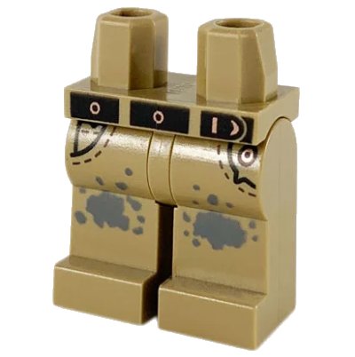 LEGO onderdeel Hips and Legs with Black Belt, Copper Trim and Dark Bluish Gray Splotches Pattern (970c00pb1014)