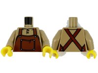 LEGO part Torso Reddish Brown Apron with Pocket over Shirt with Buttons Pattern / Dark Tan Arms / Yellow Hands 973pb4201c01