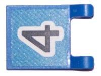 LEGO part Bandiera 2 x 2 Quadrata con Numero 4 Nero su Motivo Sfondo Blu (Adesivo) - Set 3420 / 3425 2335pb036