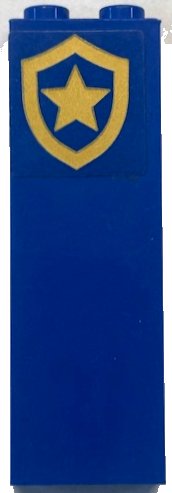 LEGO part Brick 1 x 2 x 5 with Gold Police Star Badge Logo Pattern (Sticker) - Set 60315 2454pb306