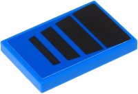 LEGO part Tile 2 x 3 with 4 Black Trapezoids on Blue Background Pattern (Sticker) - Set 60260 26603pb092