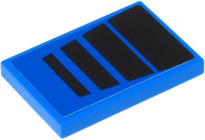 LEGO part Tile 2 x 3 with 4 Black Trapezoids on Blue Background Pattern (Sticker) - Set 60260 (26603pb092)