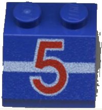 LEGO part Schräge 45 2 x 2 con Numero 5 Rosso e Pattern Striscia Bianca 3039pb009