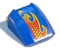 LEGO onderdeel Slope, Curved 2 x 2 Lip with Flame Pattern Model Right (Sticker) - Set 8668 (30602pb035R)