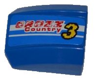 LEGO part Schräge, Gebogen 2 x 2 Lip mit 'CROZZ  Country', Gelbe Nummer '3' und 2 Weiße Linien Muster Modell Linke Seite (Aufkleber) - Set 8126 30602pb054L