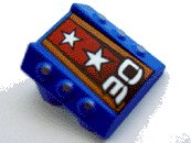 LEGO part Stein, Modifiziert 2 x 2 Ohne Noppen, Schräg mit 6 Seitliche Kolben Erhöht und '30', Silber Sterne Muster 30603pb06