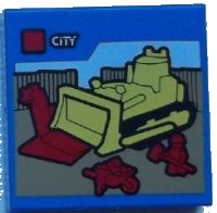 LEGO part Baldosa 2 x 2 con Patrón Arte Caja Set LEGO City, Excavadora Amarilla, Carretilla Roja y Minifigura Trabajador de Construcción 3068pb0938