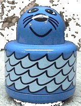 LEGO onderdeel Primo Brick, Round Rattle 1 x 1 with Seal in Water Pattern 31005pb07