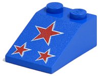 LEGO part Schräge 33 3 x 2 with Red Stars Pattern 3298p21