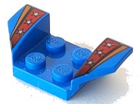LEGO part Vehicle, Mudguard 2 x 4 with Flared Wings with Orange Stripes, Red Fade with Silver Stars Pattern 41854pb05