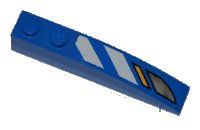 LEGO part Slope, Curved 6 x 1 with 2 Studs with Blue and White Danger Stripes and Headlights Pattern Model Left (Sticker) - Sets 7970 42022pb19l