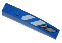 LEGO onderdeel Slope, Curved 6 x 1 with Blue and White Danger Stripes and Headlights Pattern Model Right (Sticker) - Sets 7970 42022pb19r