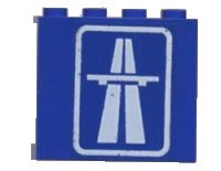 LEGO onderdeel Panel 1 x 4 x 3 with White Highway, Overpass and Rounded Rectangle on Transparent Background Pattern (Sticker) - Set 6653 4215apb15
