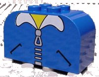 LEGO part Slope, Curved 4 x 2 x 2 Double with 4 Studs with Pockets and Zipper Pattern 4744px12
