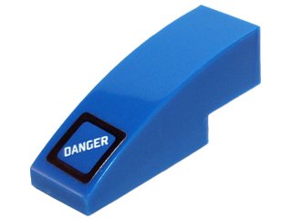LEGO onderdeel Slope, Curved 3 x 1 with Square with Black Border and White 'DANGER' Pattern (Sticker) - Set 70724 (50950pb093)