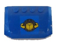 LEGO onderdeel Wedge 4 x 6 x 2/3 Triple Curved with Box and Arrows and Globe Pattern on Blue Background (Sticker) - Set 7994 52031pb026