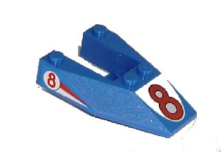 LEGO part Wedge 6 x 4 Cutout without Stud Notches with Red Number 8 Print & Red '8' Pattern on Both Sides (Stickers) - Set 6334 (6153apb06)