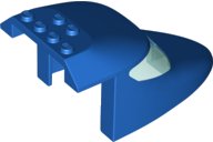 LEGO part Aircraft Fuselage Forward Top Curved 6 x 10 x 4 with 2 Window Panes with Molded Trans-Light Blue Glass Pattern (69953pb02)