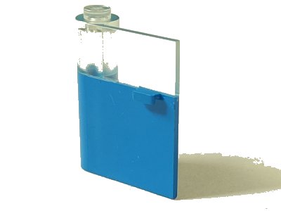 LEGO part Door 1 x 3 x 3 Left with Horizontal Handle with Molded Trans-Clear Window Pattern (801apb00)