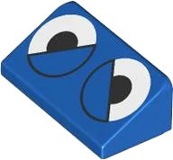 LEGO part Slope 30 1 x 2 x 2/3 with White Eyes Partially Closed with Black Pupils and Outlined Eyelids Pattern (Sonic the Hedgehog Buzz Bomber / Moto Bug) (85984pb405)