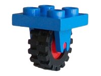 LEGO part Plate, Modified 2 x 2 with Wheel Holder Bottom with Red Wheel with Black Tire Offset Tread Small (8 / 3464c02) 8c02