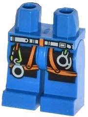 LEGO onderdeel Hips and Legs with Belt, Orange Harness, Carabiner, and Rock Climbing Equipment Pattern (970c00pb0309)