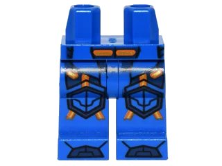 LEGO onderdeel Hips and Legs with Orange and Gold Circuitry, Dark Blue Armor, Hexagonal Knee Pads, and Boots Pattern (970c00pb0503)
