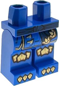 LEGO part Hips and Legs with Dark Blue Sash, Gold Hems, Knee Scales and Claws Pattern 970c00pb1901