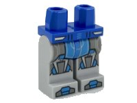LEGO part Hips and Light Bluish Gray Legs with Dark Bluish Gray and Dark Azure Armor, Hexagonal Knee Pads and Dark Bluish Gray and Dark Azure Boots Pattern 970c86pb32