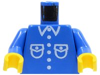 LEGO part Torso Shirt with White Pockets, Buttons, and Collar Pattern / Blue Arms / Yellow Hands 973p26c01