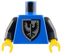 LEGO part Torso Castle Black Falcon with Shield Bottom Round Pattern / Black Arms / Yellow Hands 973P43C01