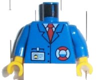 LEGO part Torso Rescue Coast Guard Logo, Name Tag, Blue Collar, Red Tie Pattern / Blue Arms / Yellow Hands 973pb0265c01