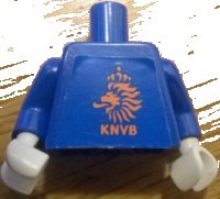 LEGO part Torso Soccer Dutch Goalie, KNVB Logo Sticker Front, White Number Sticker Back Pattern (specify number in listing) / Blue Arms / White Hands 973pb0771c01