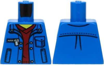 LEGO part Torso Jacket with Pockets over Dark Red V-Neck Sweater Pattern (973pb1558)
