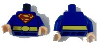 LEGO part Torso Shirt with Red and Yellow Superman 'S' Logo and Wide Yellow Belt Pattern / Blue Arms / Light Nougat Hands 973pb2778c01