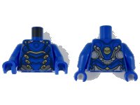 LEGO part Torso Female Armor, Black Panel Lines, Gold and Copper Highlights Pattern / Blue Arms / Blue Hands 973pb3389c01