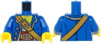 LEGO onderdeel Torso Pirate Coat Open with Silver Buttons and Trim over White Shirt and Red Sash, Medium Nougat Belts with Buckles, Yellow Neck Pattern / Blue Arms / Yellow Hands 973pb3956c01